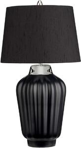 Lampada da comodino in tessuto ceramico alta 56,2 cm in nero argento nichel lucido E27 lampada da tavolo classica rotonda