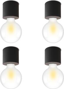 SSC-LUXon 4 pezzi NAMBI plafoniera tonda piatta con attacco E27 - lampada a plafone attacco E27 nero opaco senza lampadina