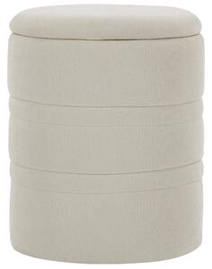 HOMCOM Pouf Contenitore in Ciniglia con Coperchio, Sgabello Rotondo per Soggiorno e Camera, Beige | Aosom Italy