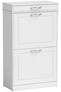 HOMCOM Scarpiera per 8 Paia, Mobile Porta Scarpe Stretto con Cassetto, 2 Ante Ribaltabili e Ripiano Regolabile, Bianco | Aosom Italy