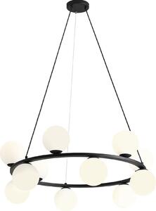 Lampada a sospensione Metallo Vetro L: 86 cm H: max. 110 cm Nero Bianco E14 paralume a sfera rotondo Moderno