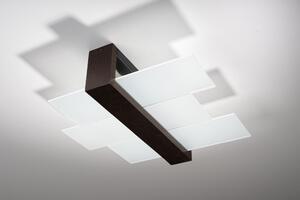 Plafoniera moderna (L43cm, L43cm, 2 luci, moderna, artistica, in marrone, trasparente) Lampada da interno Lampada da corridoio Lampada di design Lampada in legno Lampada da soffitto