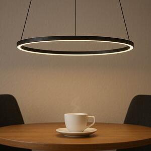 Lampada a sospensione Alluminio Metallo LED D: 45 cm H: max. 100 cm Nero rotondo Luce bianca neutra 4000 K 600 lm
