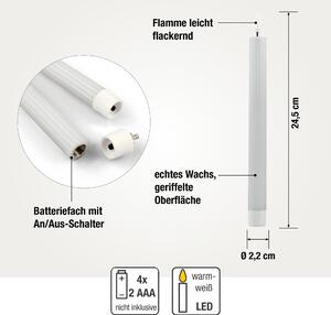 Candele a bastoncino LED grigie, 4 pezzi, in vera cera, con timer e telecomando, alimentate a batterie 153248