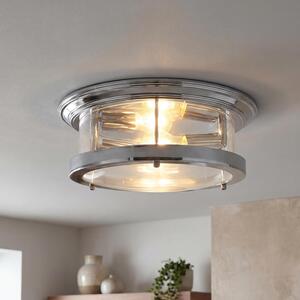 Plafoniera vetro metallo E27 IP44 rotonda D: 40 cm cromo 2 luci classiche