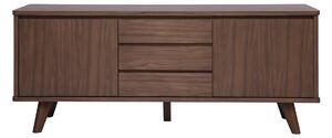 Sideboard scandinavo in legno scuro noce 2 porte 3 cassetti L180 cm FIFTIES