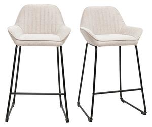 Hocker da bar in tessuto effetto velluto testurizzato beige e metallo nero H68 cm (lotto di 2) RONNIE