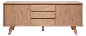 Credenza scandinava in legno chiaro di frassino 2 ante 3 cassetti L180 cm FIFTIES