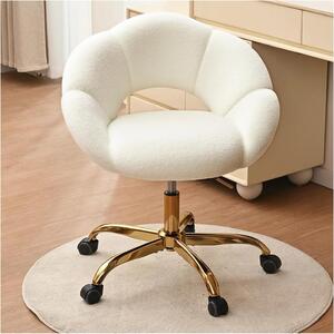 Sedia da ufficio girevole, confortevole, ideale per il lavoro da casa, design ergonomico, dimensioni 56x68x73 cm, colore beige