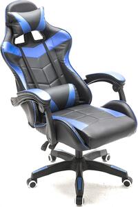 Sedia da gaming - Sedia da scrivania - Seduta confortevole - Design ergonomico - Altezza 128 cm - Blu e nero