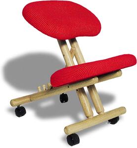 Sedia ergonomica - Sedia da lavoro/studio - Seduta confortevole - Realizzata in legno massello - Profondità 20 cm - Colore naturale rosso