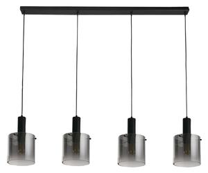 Lampada a sospensione in metallo vetro fumé E27 H: max. 150 cm nero fumé grigio 4 luci allungate retrò