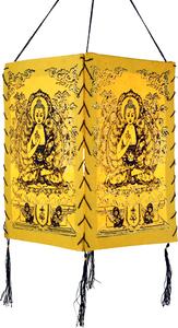 Paralume sospeso in carta Lokta, lampada da soffitto in carta fatta a mano - Buddha 2 Giallo, carta Lokta, 28*18*18 cm, paralumi asiatici in carta e tessuto