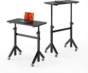 Scrivania mobile - Piano di lavoro regolabile - Organizzazione dello smart working - Regolabile in altezza - 80 x 40 cm - Nero