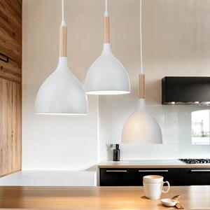 Lampada a sospensione in metallo bianco e legno a 3 luci orientabili Scandinavo E27 lampada a sospensione sala da pranzo