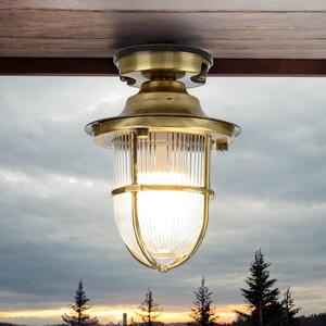 Plafoniera da esterno in vetro ottone IP54 E27 Ø 16 cm H: 23 cm piccola luce esterna Maritime casa cortile ingresso