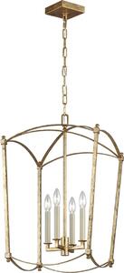 Lampada a sospensione in metallo L: 34,3 cm H: max. 231,8 cm in oro antico E14 Paralume a gabbia vintage a 4 luci