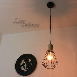 Lampada a sospensione vintage "Nora" in legno nero metallo lampada a sospensione soggiorno sala da pranzo tavolo da pranzo