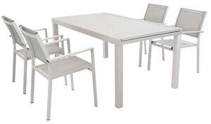 DEXTER - set tavolo in alluminio cm 160/240 x 90 x 75 h con 4 poltrone Venus