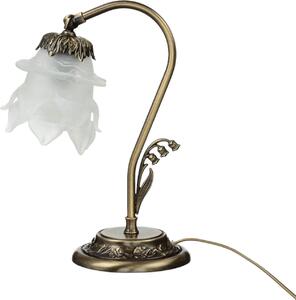 Lampada da tavolo in vero ottone vetro bronzo luce floreale Art Nouveau deco comodino camera da letto soggiorno