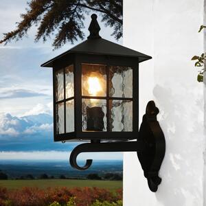 Lampada da esterno a parete IP43 nero rustico alluminio vetro H: 40 cm E27 applique luce esterna casa giardino