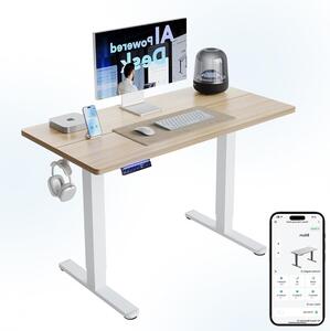 Scrivania elettrica - Tavolo regolabile in altezza - Postazione di lavoro ergonomica - Controllo tramite app - Larghezza 120 cm - Legno di noce chiaro