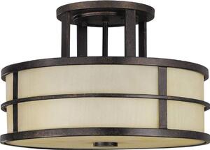 Lampada da soffitto E27 crema bronzo vetro metallo plafoniera design industriale