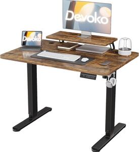 Scrivania elettrica - Scrivania regolabile in altezza - Ideale per lavorare in piedi - Con supporto per monitor - 160 x 70 cm - Marrone