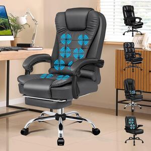 Sedia da ufficio ergonomica - Sedia da lavoro confortevole - Ideale per lunghe sessioni di lavoro - Funzione massaggio a 8 punti - Portata fino a 180 kg - Grigia