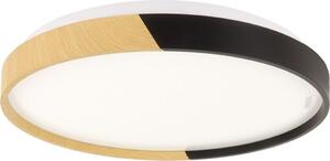 Plafoniera Metallo LED IP44 rotonda Ø 38 cm Legno (rovere) Nero 4100 K luce bianca neutra 1650 lm Moderno