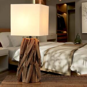 Lampada da tavolo moderna "Chai" in tessuto driftwood beige Lampada da comodino camera da letto