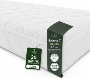 Materasso in schiuma a freddo per climatizzazione, modello HERZtal Balance 7, dimensioni 160x200 cm, altezza 12 cm, rigidità H2/H3