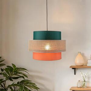 Lampada a sospensione Tessuto Metallo E27 P: 50 cm H: max. 160 cm Nero Naturale Arancione Verde Rotondo Moderna Lampada a sospensione