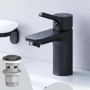 AM.PM Rubinetto da bagno con scarico a scomparsa per lavabo Rubinetto da bagno nero Rubinetto per lavabo con scarico a scomparsa Valvola in ottone da 1 1/4 di pollice Scarico