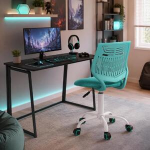 Sedia da ufficio Kinder - Sedia da gaming per scrivania - Seduta confortevole - Tessuto a rete traspirante - Altezza regolabile da 75 a 85 cm - Turchese