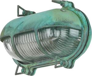 Lampada da esterno in vetro di ottone marittimo L: 21 cm E27 in verde antico Lampada da parete casa giardino