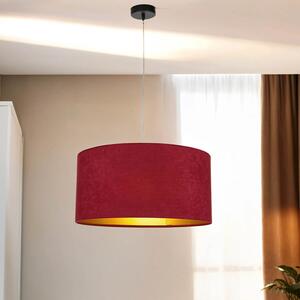 Lampada a sospensione in tessuto tonda Ø 50 cm retrò Bordeaux rosso oro E27 luce a sospensione camera da letto soggiorno