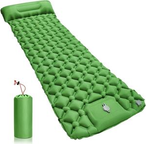 Materassino gonfiabile per dormire - Materassino da campeggio - Per dormire all'aperto - Con pompa integrata - 190x60 cm - Verde