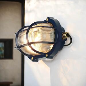 Applique da esterno in vetro ottone E27 IP64 L: 21 cm blu marittimo lampada da esterno parete cantina stanza umida