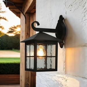 Lampada da parete per esterni IP43 nero E27 vetro metallo lampada rustica per esterni parete giardino casa