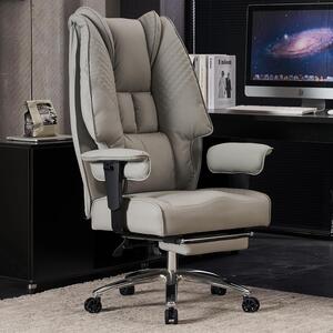 Sedia da ufficio XXL - Sedia da direttore - Sedia da lavoro - Adatta per un uso prolungato - Seduta con molle insacchettate da 14 cm - Portata massima di 200 kg - Grigio chiaro
