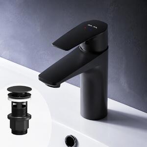 AM.PM Rubinetto da bagno con scarico a scomparsa per lavabo Rubinetto da bagno nero Rubinetto per lavabo con scarico a scomparsa Valvola in ottone da 1 1/4 di pollice Scarico
