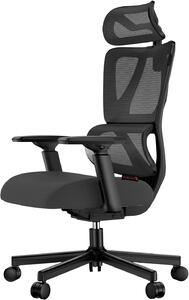 Sedia da ufficio ergonomica - Sedia da lavoro confortevole - Ideale per il lavoro da casa - Sedile imbottito con molle - Altezza sedile: 10 cm - Colore: nero