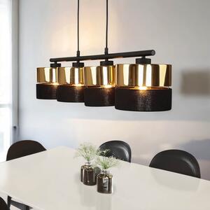 Lampada a sospensione nero oro 4 luci regolabile in metallo tessuto E27 lampada a sospensione tavolo da pranzo sala da pranzo soggiorno