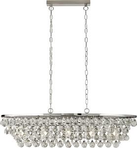 Lampada a sospensione in metallo e vetro H: max. 131 cm cromo E27 allungata classica in cristallo