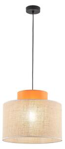 Lampada a sospensione in tessuto metallo E27 Ø 38 cm H: max. 170 cm nero natura arancio rotondo retrò