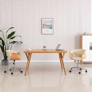VidaXL Sedia da ufficio girevole color crema in legno curvato e Pelle finta