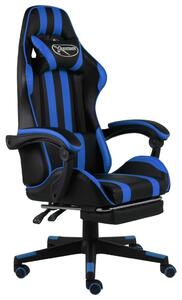 Sedia da gioco con poggiapiedi in ecopelle nera e blu
