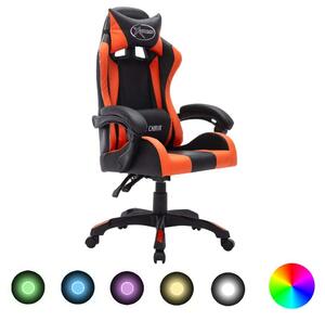 Sedia da gioco con luci LED RGB in ecopelle arancione e nera