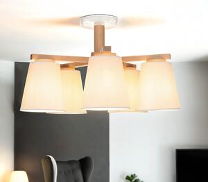 Plafoniera in tessuto bianco legno 3x E27 Design scandinavo soggiorno corridoio lampada a soffitto MAIDEL